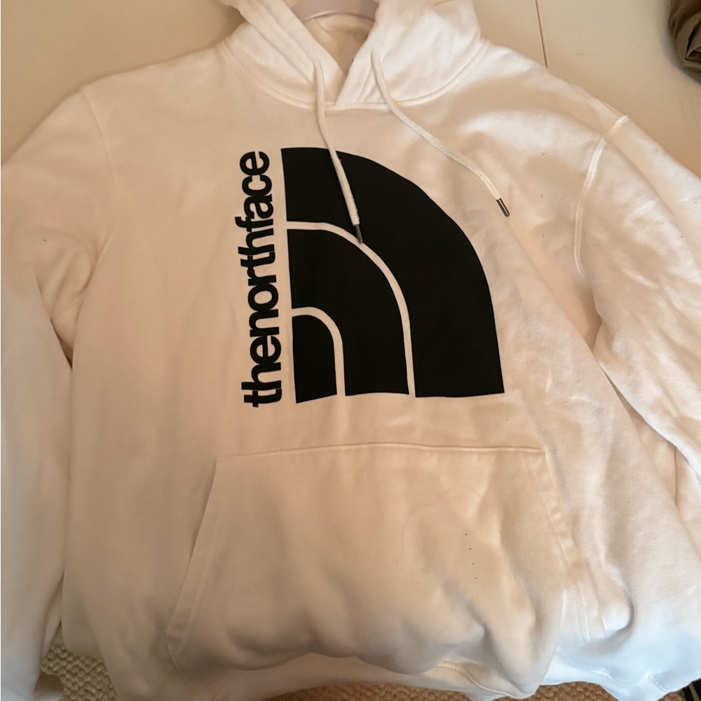 The North Face White Hoodie with Black Graphic